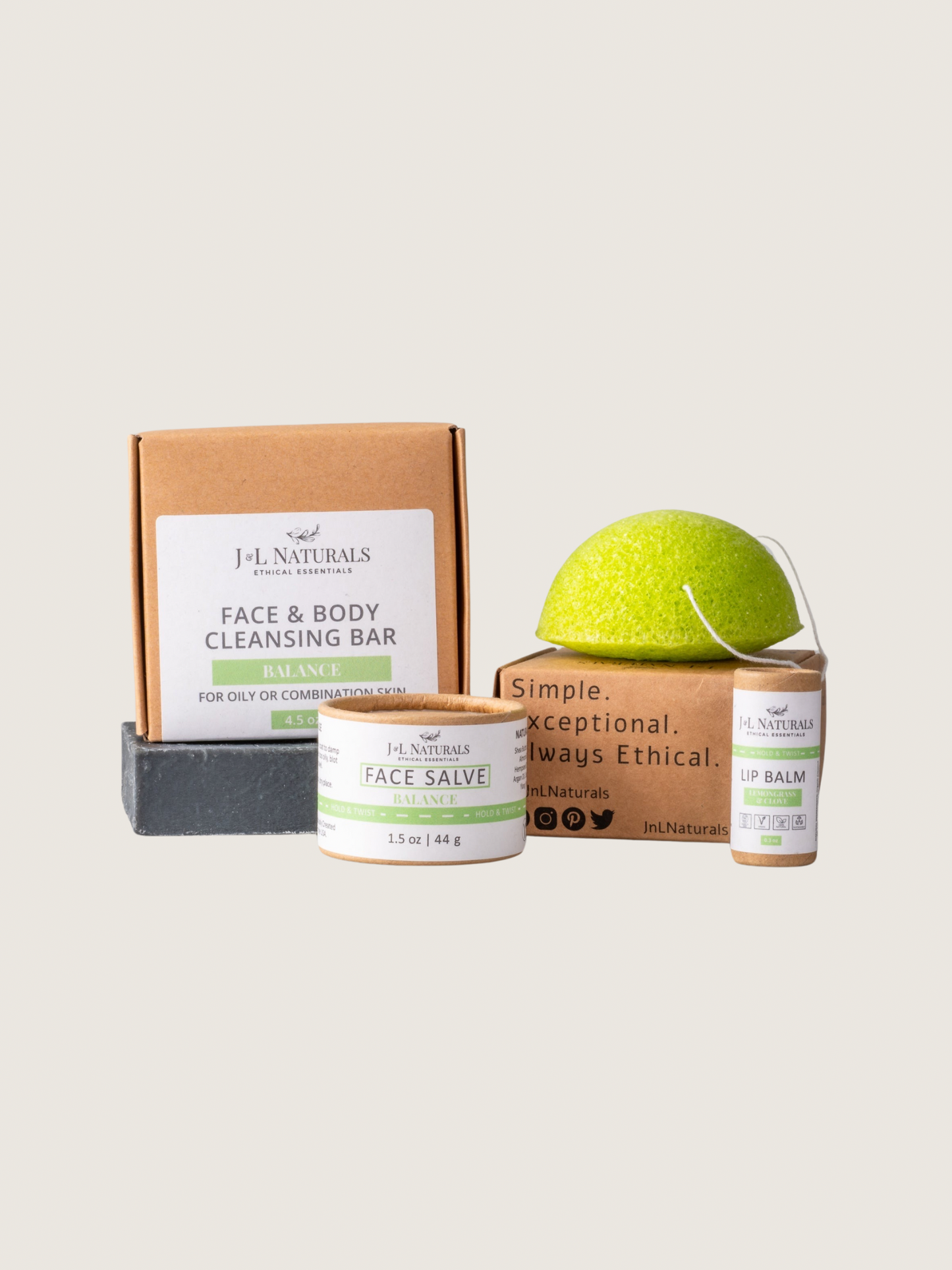 Eco-Friendly & All Natural Simple Skincare Kit - for Oily, Sensitive, Dry, Mature, Dull Skin