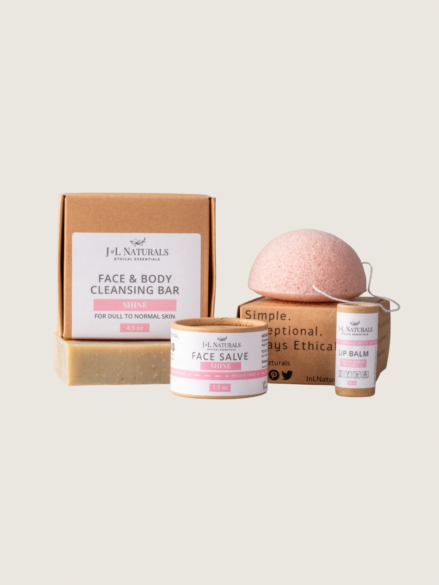 Eco-Friendly & All Natural Simple Skincare Kit - for Oily, Sensitive, Dry, Mature, Dull Skin